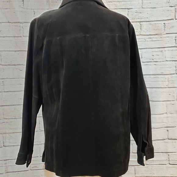 Denim & Co black suede button down jacket - Picture 2 of 5